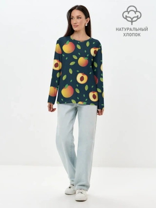 Лонгслив женский. Хлопок / Фруктовый арт