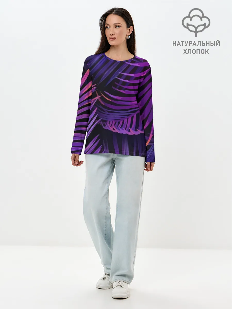 Лонгслив женский. Хлопок / Тропики