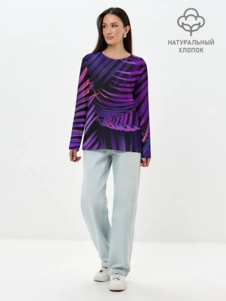 Лонгслив женский. Хлопок / Тропики