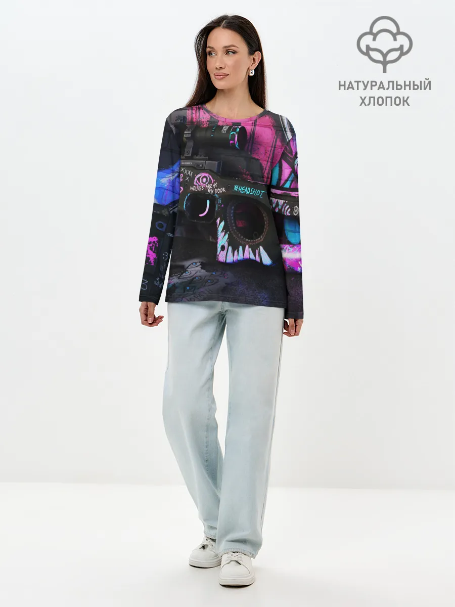 Лонгслив женский. Хлопок / CS GO:НЕОНУАР