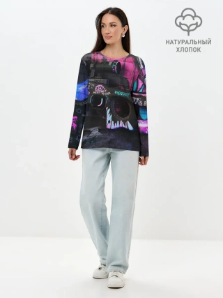 Лонгслив женский. Хлопок / CS GO:НЕОНУАР