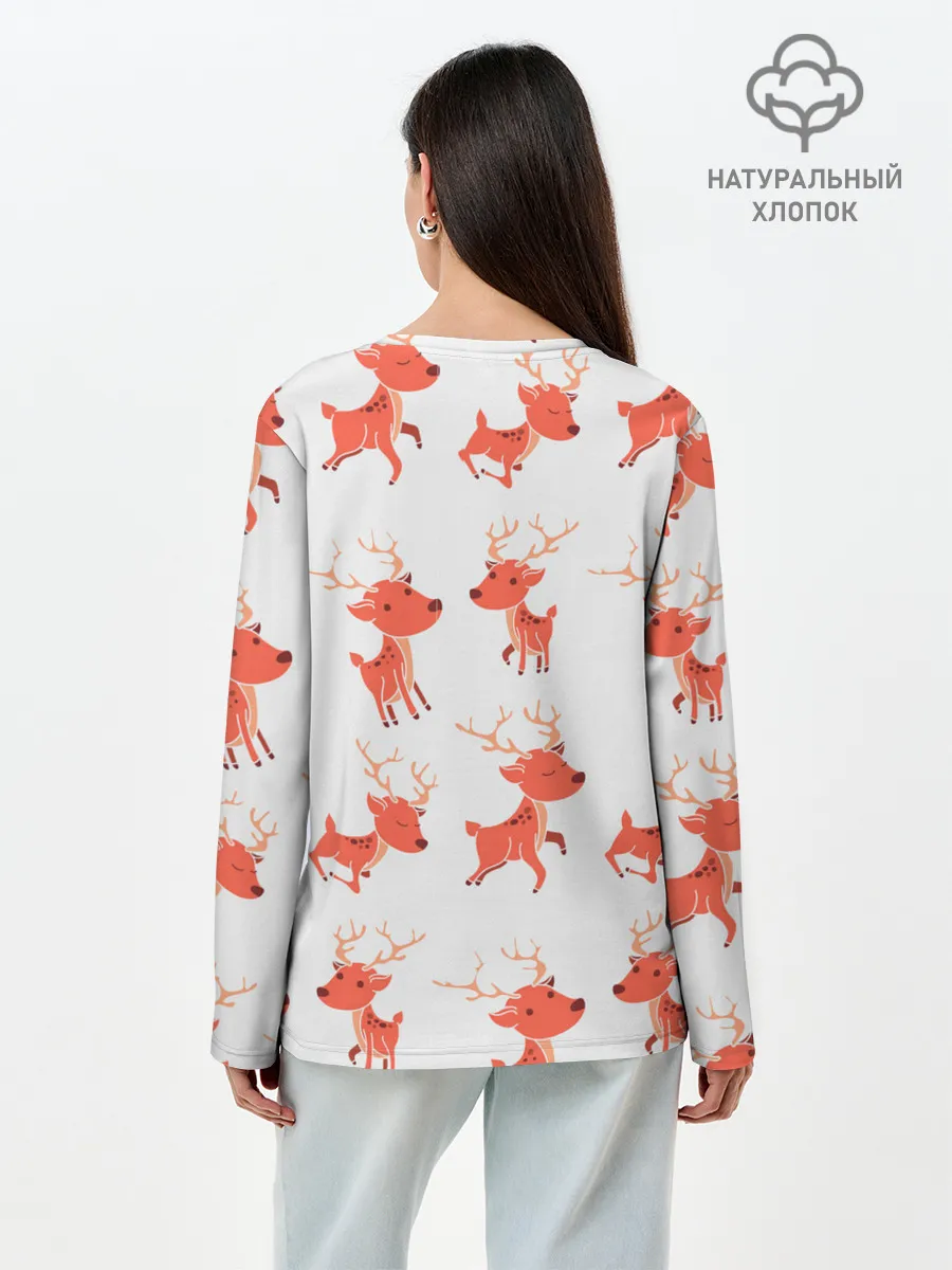 Лонгслив женский. Хлопок / Милый олень