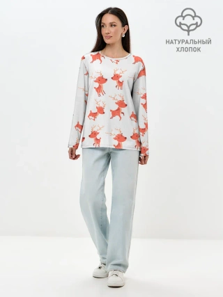 Лонгслив женский. Хлопок / Милый олень