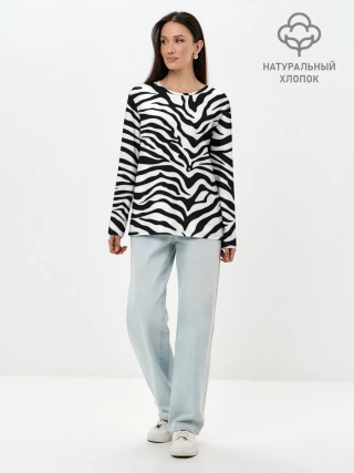 Лонгслив женский. Хлопок / Я зебра