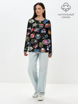 Лонгслив женский. Хлопок / NBA PATTERN