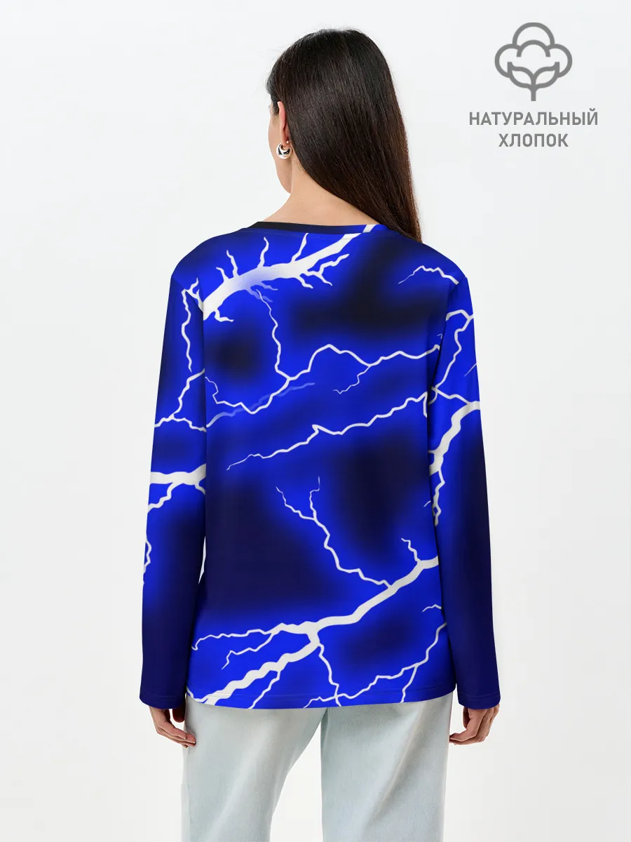 Лонгслив женский. Хлопок / СИНИЕ МОЛНИИ