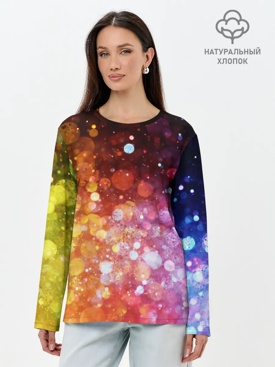 Лонгслив женский. Хлопок / Боке