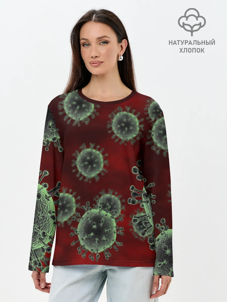 Лонгслив женский. Хлопок / COVID-19