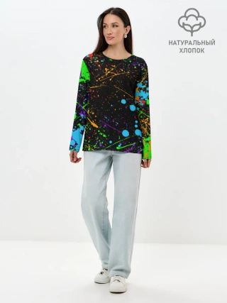Лонгслив женский. Хлопок / БРЫЗГИ КРАСОК