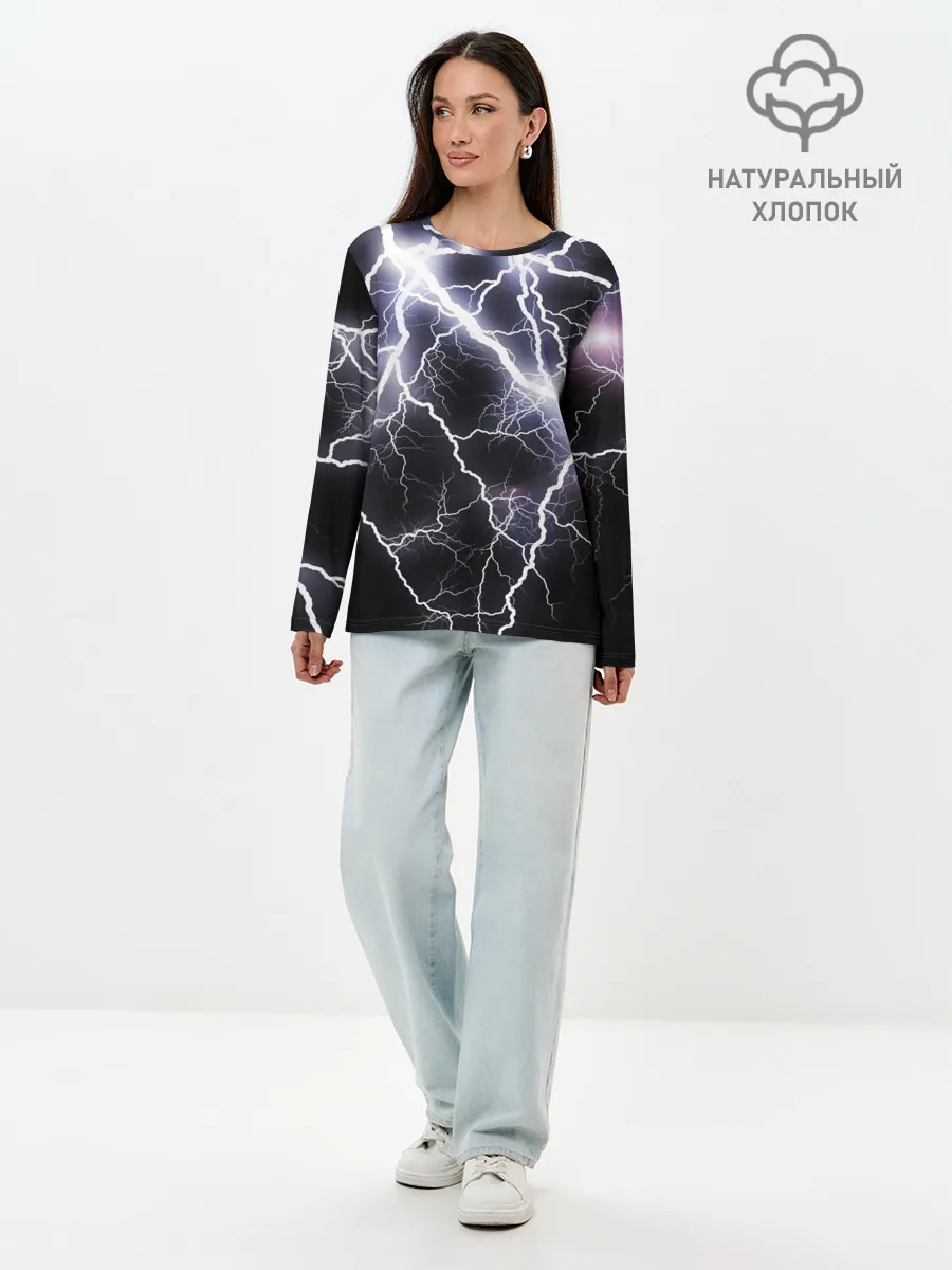 Лонгслив женский. Хлопок / Молния