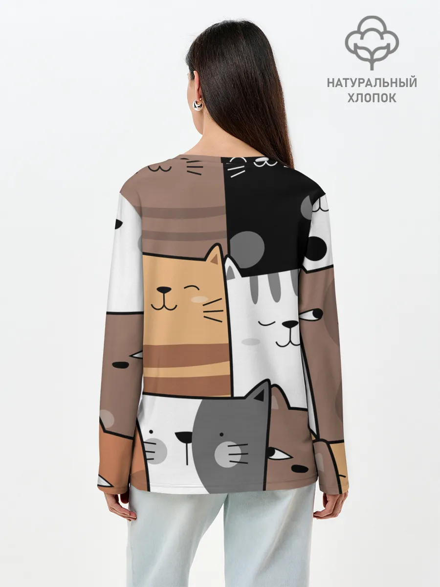 Лонгслив женский. Хлопок / КОТЕЙКИ | ПАТТЕРН