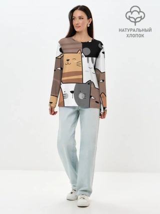 Лонгслив женский. Хлопок / КОТЕЙКИ | ПАТТЕРН