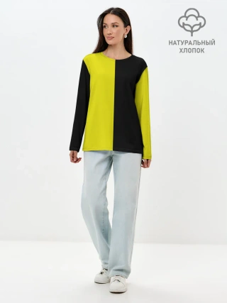 Лонгслив женский. Хлопок / BLACK YELLOW | ЧЕРНО ЖЕЛТЫЙ