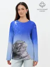 Лонгслив женский. Хлопок / Кот и космос