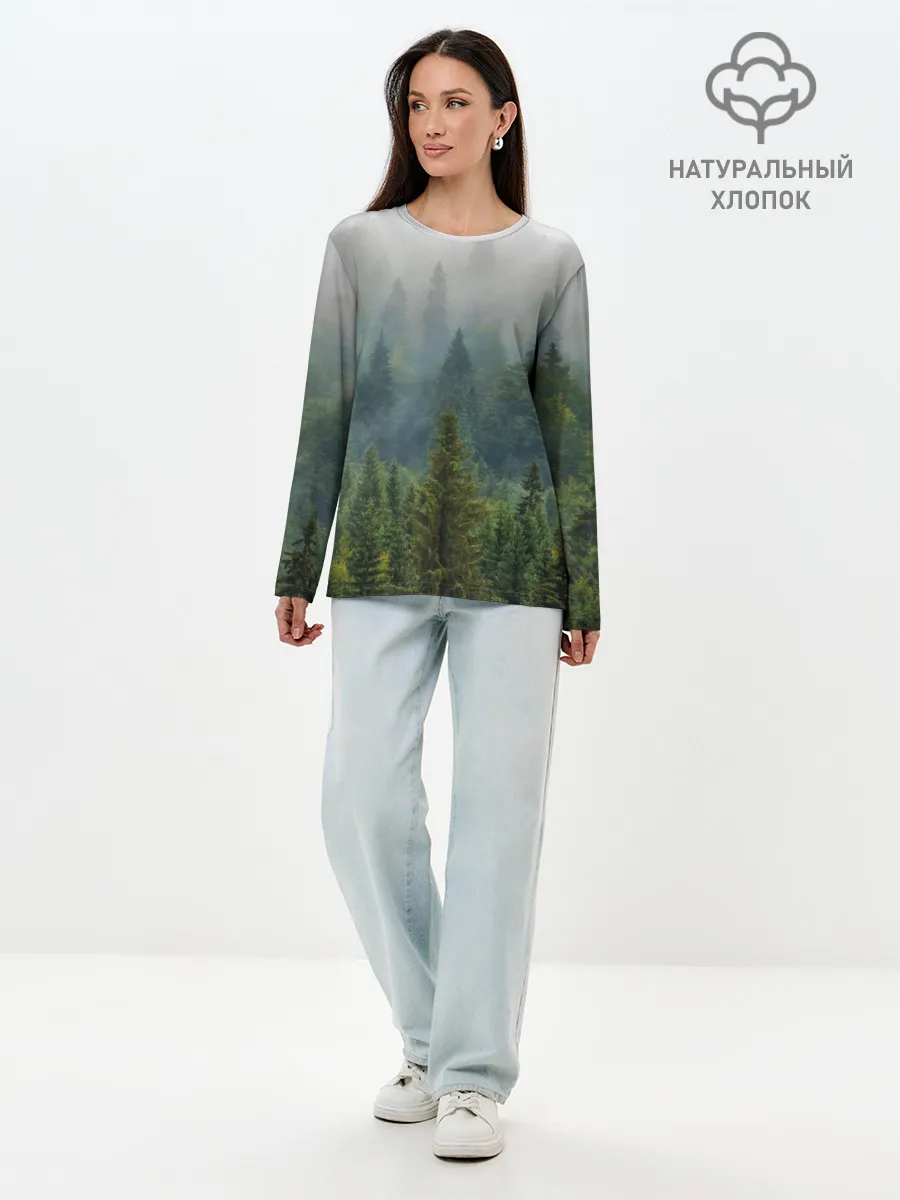 Лонгслив женский. Хлопок / Лес