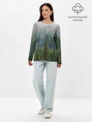 Лонгслив женский. Хлопок / Лес