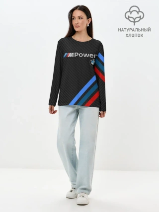Лонгслив женский. Хлопок / BMW POWER CARBON