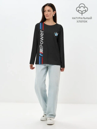 Лонгслив женский. Хлопок / BMW POWER CARBON