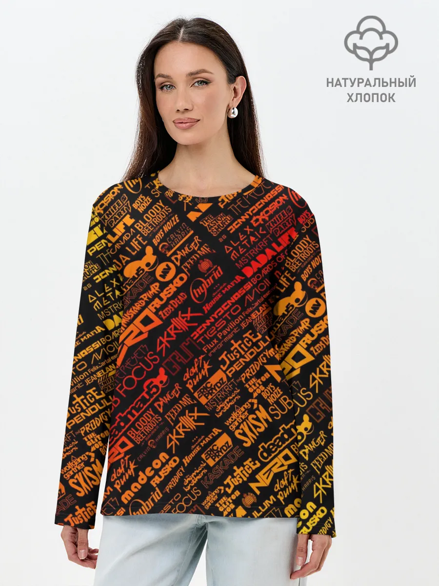 Лонгслив женский. Хлопок / Музыкальные бренды