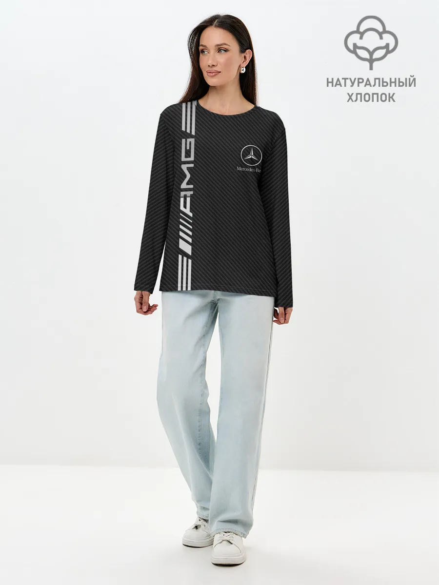 Лонгслив женский. Хлопок / Mercedes Carbon
