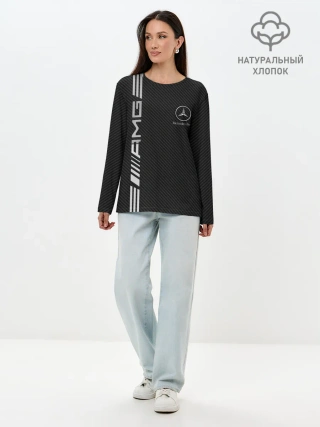 Лонгслив женский. Хлопок / Mercedes Carbon