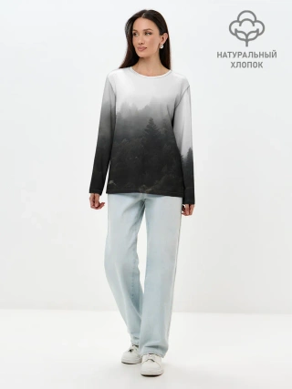 Лонгслив женский. Хлопок / Лес