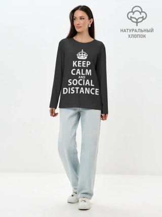 Лонгслив женский. Хлопок / Keep Calm And Social Distance