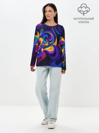 Лонгслив женский. Хлопок / ABSTRACT COLOR