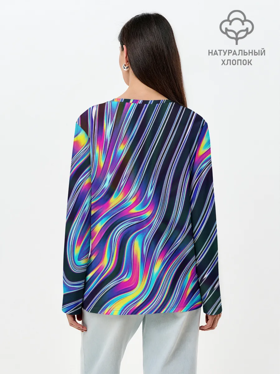 Лонгслив женский. Хлопок / DIGITAL ABSTRACT