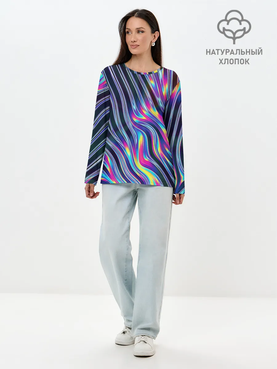 Лонгслив женский. Хлопок / DIGITAL ABSTRACT
