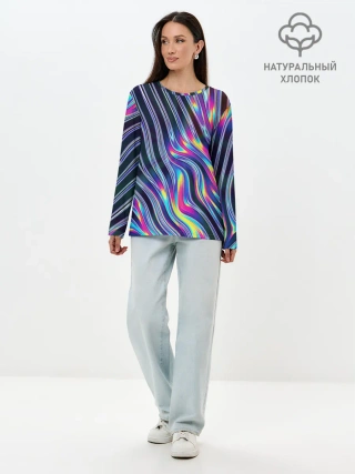Лонгслив женский. Хлопок / DIGITAL ABSTRACT
