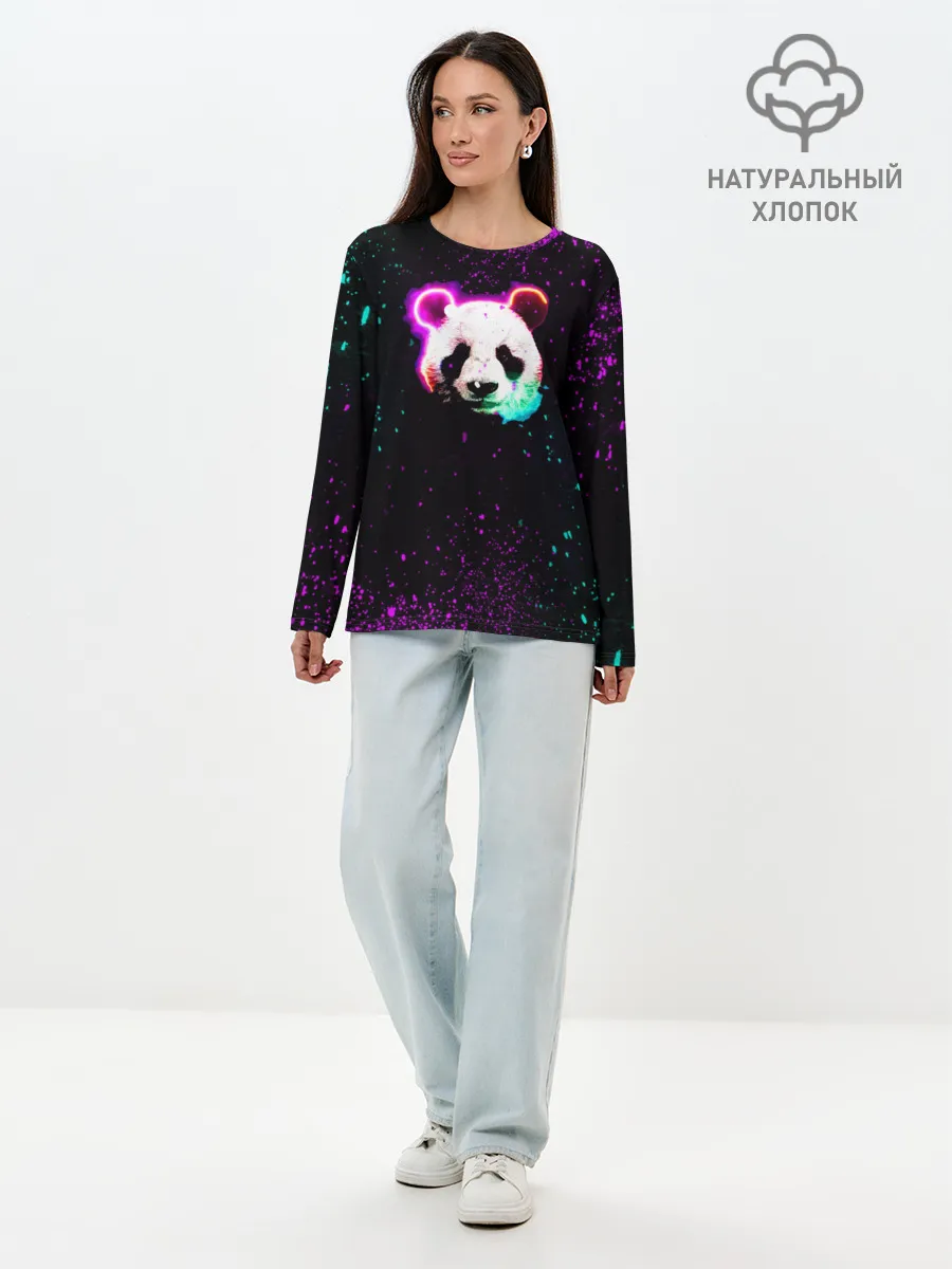 Лонгслив женский. Хлопок / Панда