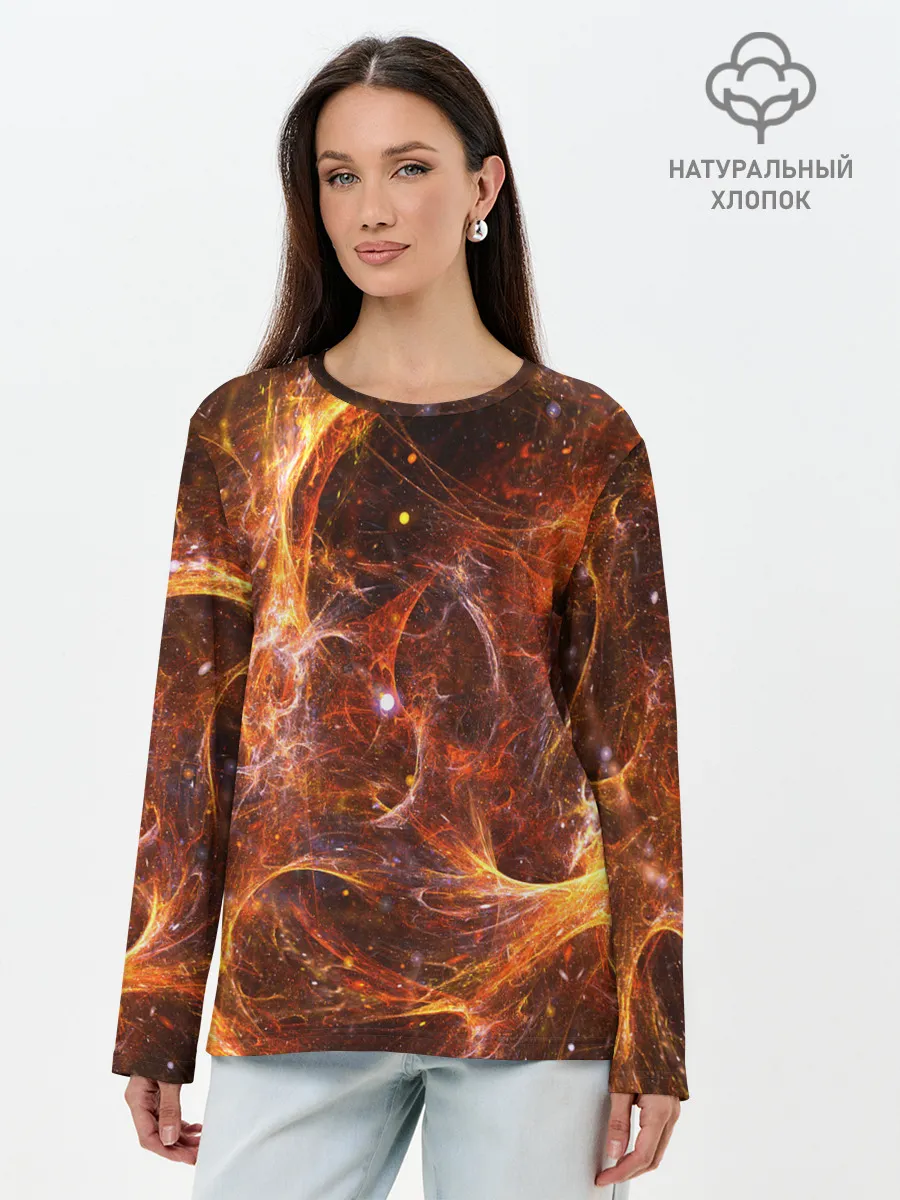 Лонгслив женский. Хлопок / КОСМОС