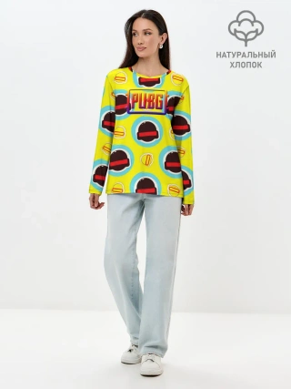 Лонгслив женский. Хлопок / PUBG | YELLOW
