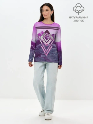 Лонгслив женский. Хлопок / ИЗУМРУД