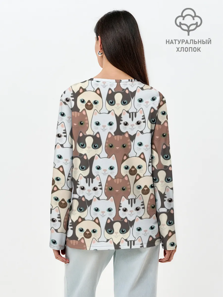 Лонгслив женский. Хлопок / Животные.