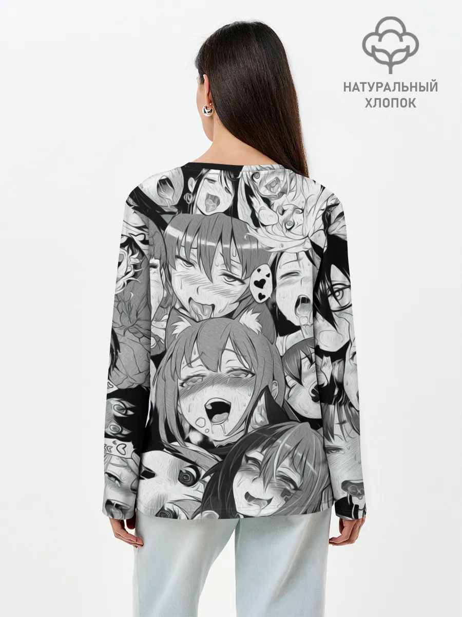 Лонгслив женский. Хлопок / AHEGAO monochrome