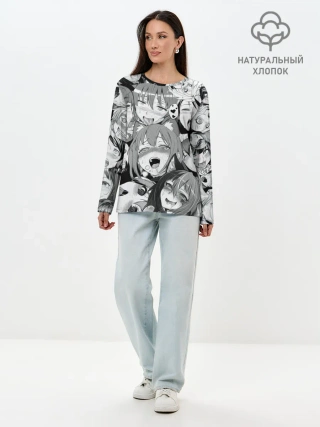 Лонгслив женский. Хлопок / AHEGAO monochrome