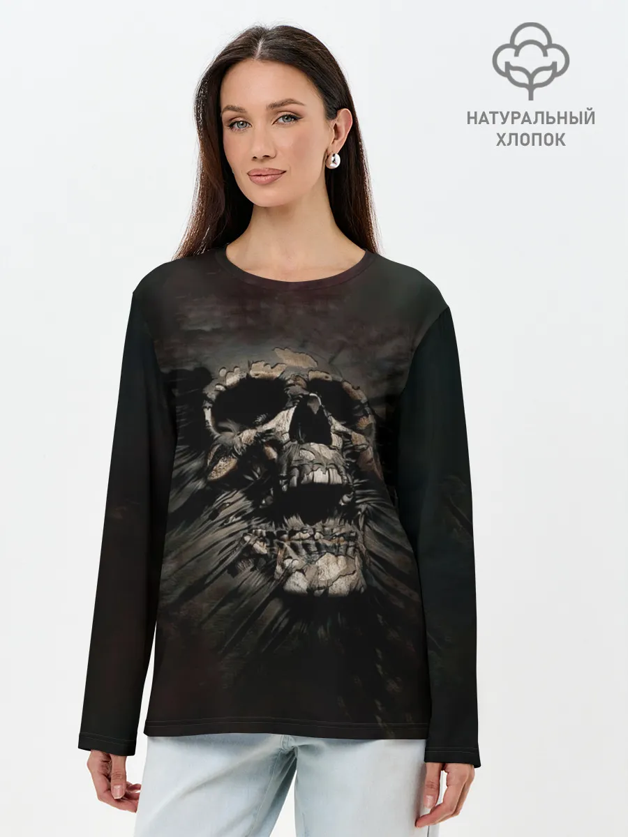 Лонгслив женский. Хлопок / ЧЕРЕП