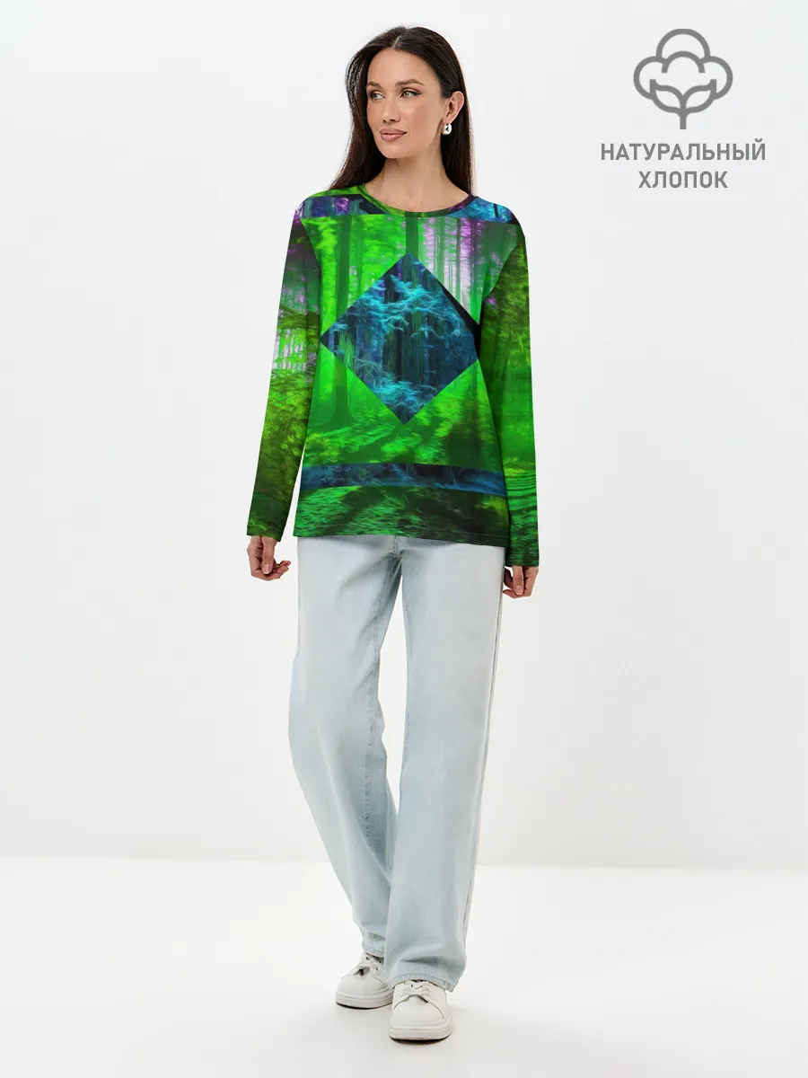Лонгслив женский. Хлопок / ПСИХОДЕЛИЯ ЛЕСА