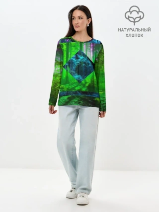 Лонгслив женский. Хлопок / ПСИХОДЕЛИЯ ЛЕСА
