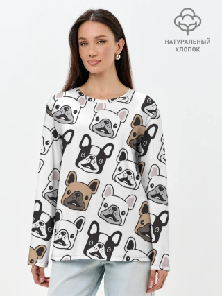 Лонгслив женский. Хлопок / БОСТОН ТЕРЬЕР | BOSTON TERRIER