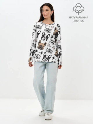 Лонгслив женский. Хлопок / БОСТОН ТЕРЬЕР | BOSTON TERRIER