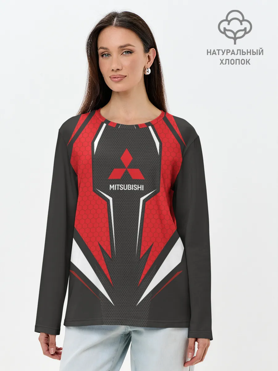 Лонгслив женский. Хлопок / Mitsubishi Driver team Red