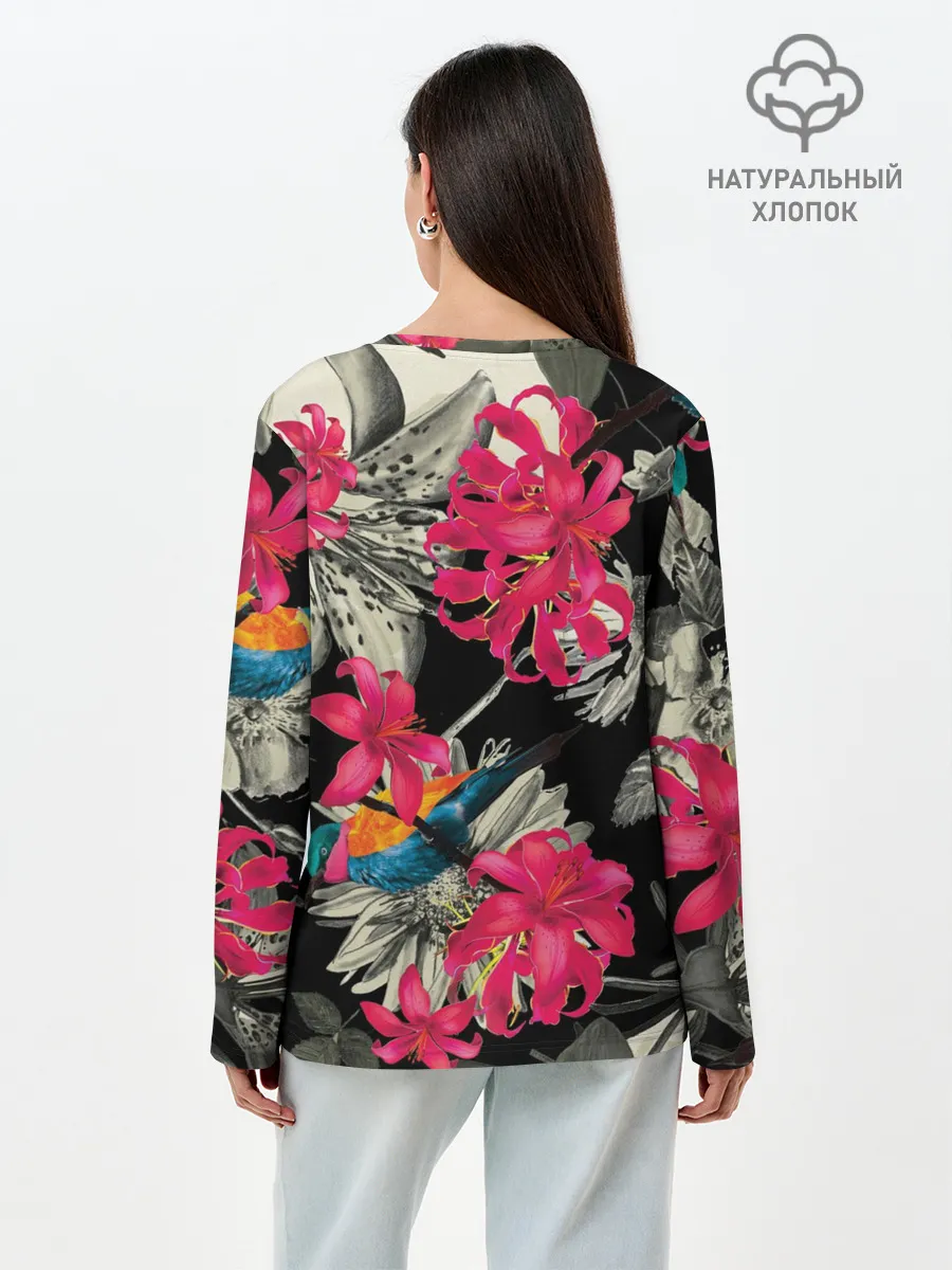 Лонгслив женский. Хлопок / Цветы