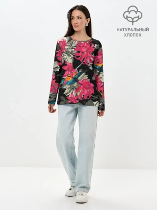 Лонгслив женский. Хлопок / Цветы