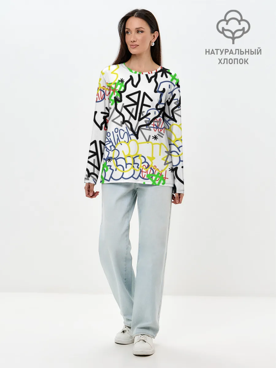 Лонгслив женский. Хлопок / BILLIE EILISH GRAFFITI
