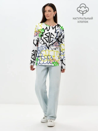 Лонгслив женский. Хлопок / BILLIE EILISH GRAFFITI