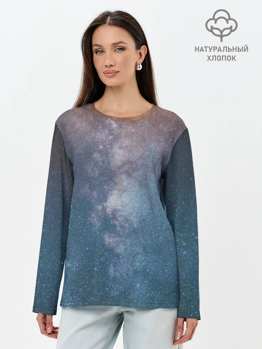 Лонгслив женский. Хлопок / Космос