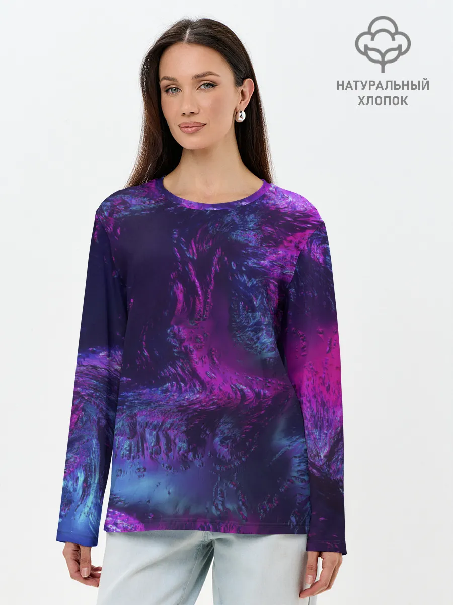 Лонгслив женский. Хлопок / Неон